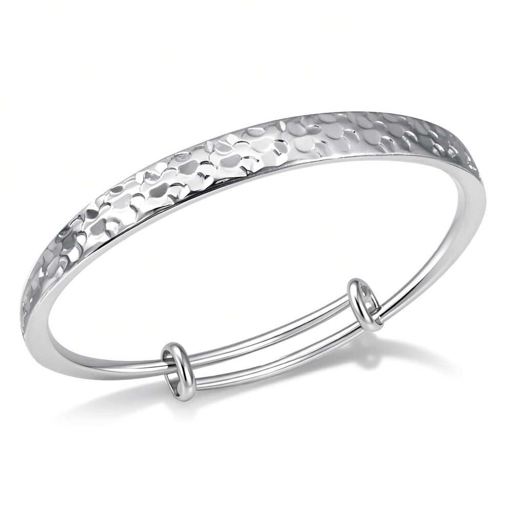 Hammered Texture Silver Bracelet for Women - Maximum 8 inches